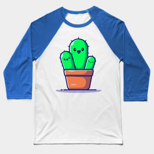 Happy Cactus Plant Cartoon Baseball T-Shirt